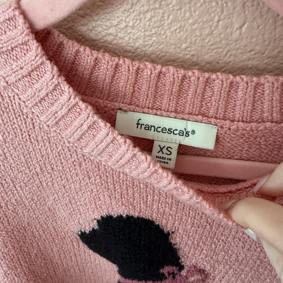 NWT Francesca’s Pink Puppy Sweater with Black Dog Design - Picture 5 of 7